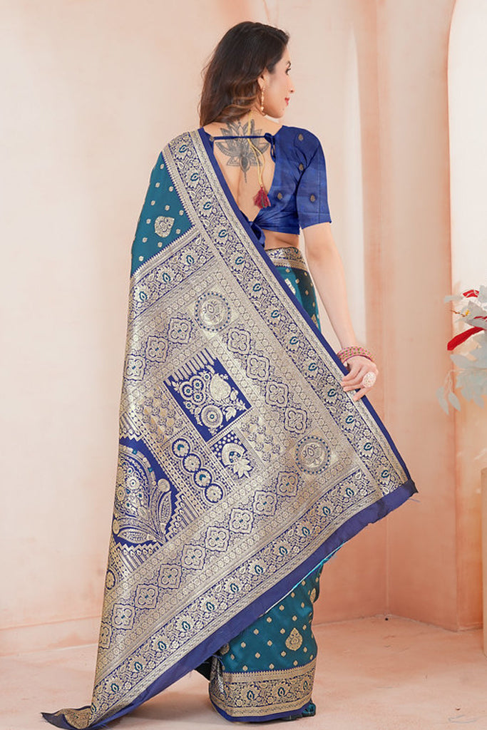 Rama Banarasi Silk Saree for Women – Traditional & Elegant Ethnic Wear