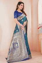 Rama Banarasi Silk Saree for Women – Traditional & Elegant Ethnic Wear