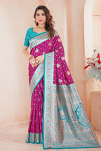 Violet  Banarasi Silk Saree for Women – Traditional & Elegant Ethnic Wear