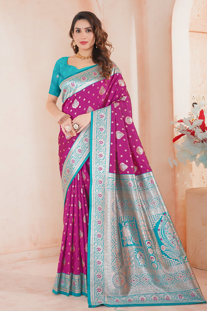 Violet  Banarasi Silk Saree for Women – Traditional & Elegant Ethnic Wear