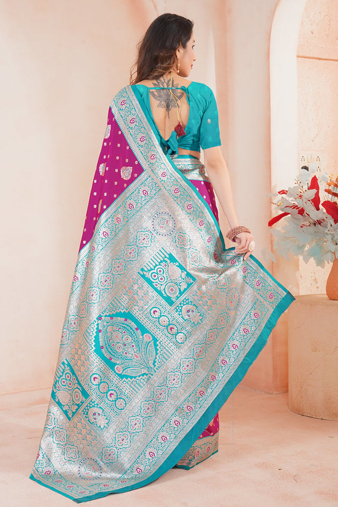 Violet  Banarasi Silk Saree for Women – Traditional & Elegant Ethnic Wear