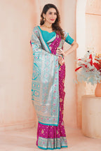 Violet  Banarasi Silk Saree for Women – Traditional & Elegant Ethnic Wear