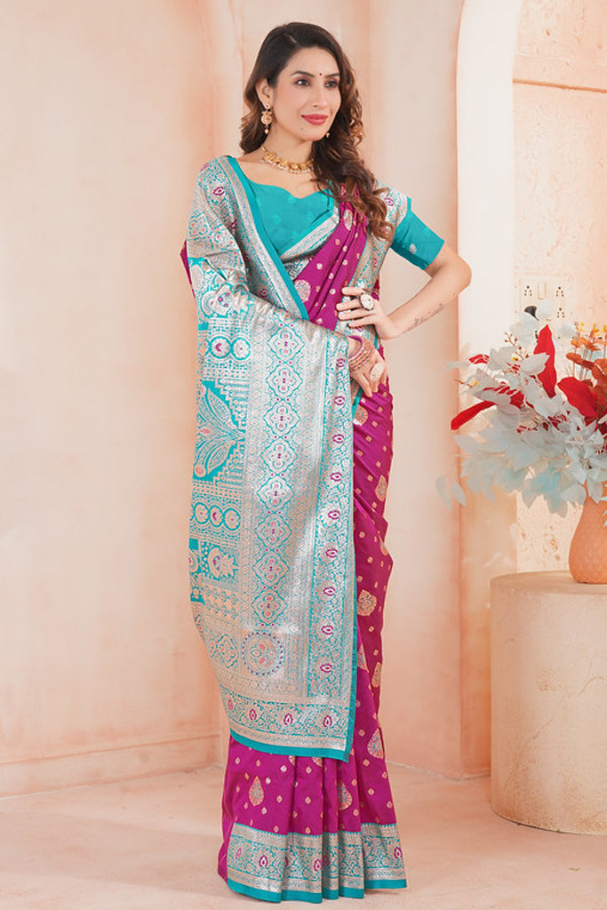 Violet  Banarasi Silk Saree for Women – Traditional & Elegant Ethnic Wear