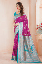 Violet  Banarasi Silk Saree for Women – Traditional & Elegant Ethnic Wear