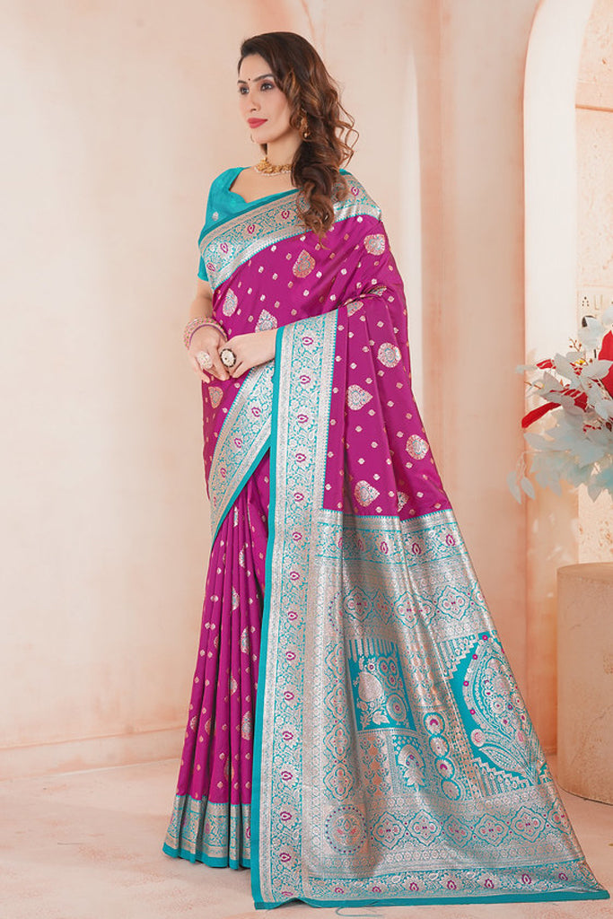 Violet  Banarasi Silk Saree for Women – Traditional & Elegant Ethnic Wear