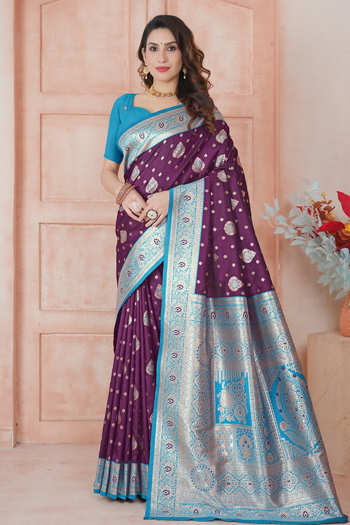 Purple Banarasi Silk Saree for Women – Traditional & Elegant Ethnic Wear