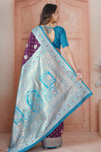 Purple Banarasi Silk Saree for Women – Traditional & Elegant Ethnic Wear