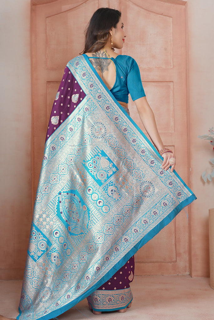 Purple Banarasi Silk Saree for Women – Traditional & Elegant Ethnic Wear