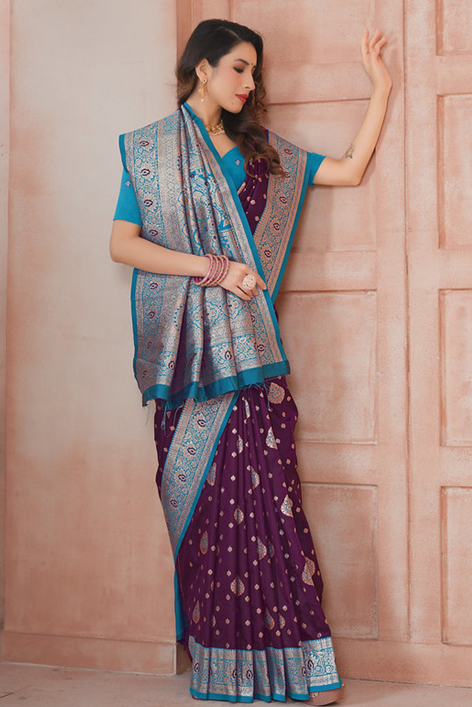 Purple Banarasi Silk Saree for Women – Traditional & Elegant Ethnic Wear