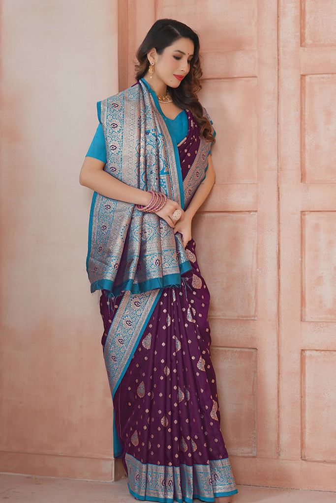 Purple Banarasi Silk Saree for Women – Traditional & Elegant Ethnic Wear