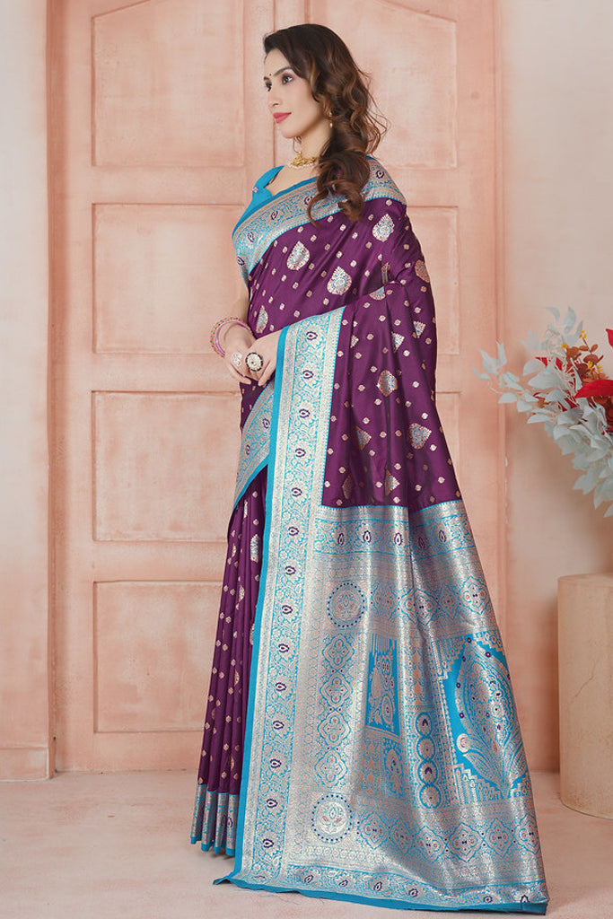 Purple Banarasi Silk Saree for Women – Traditional & Elegant Ethnic Wear