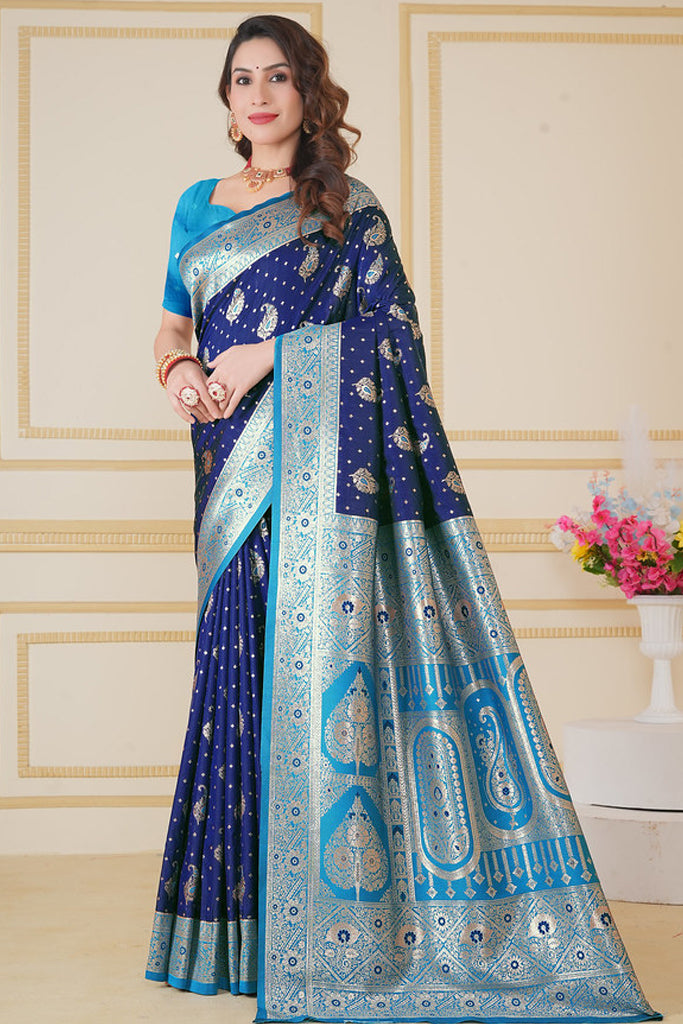 Blue Banarasi Saree for Women – Traditional & Elegant Ethnic Wear