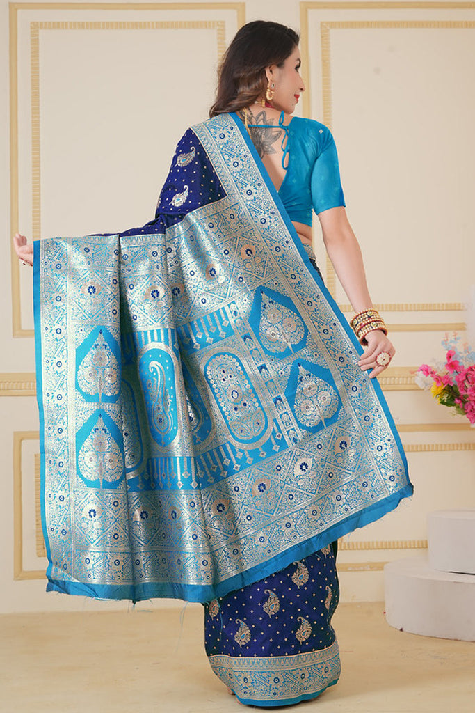 Blue Banarasi Saree for Women – Traditional & Elegant Ethnic Wear