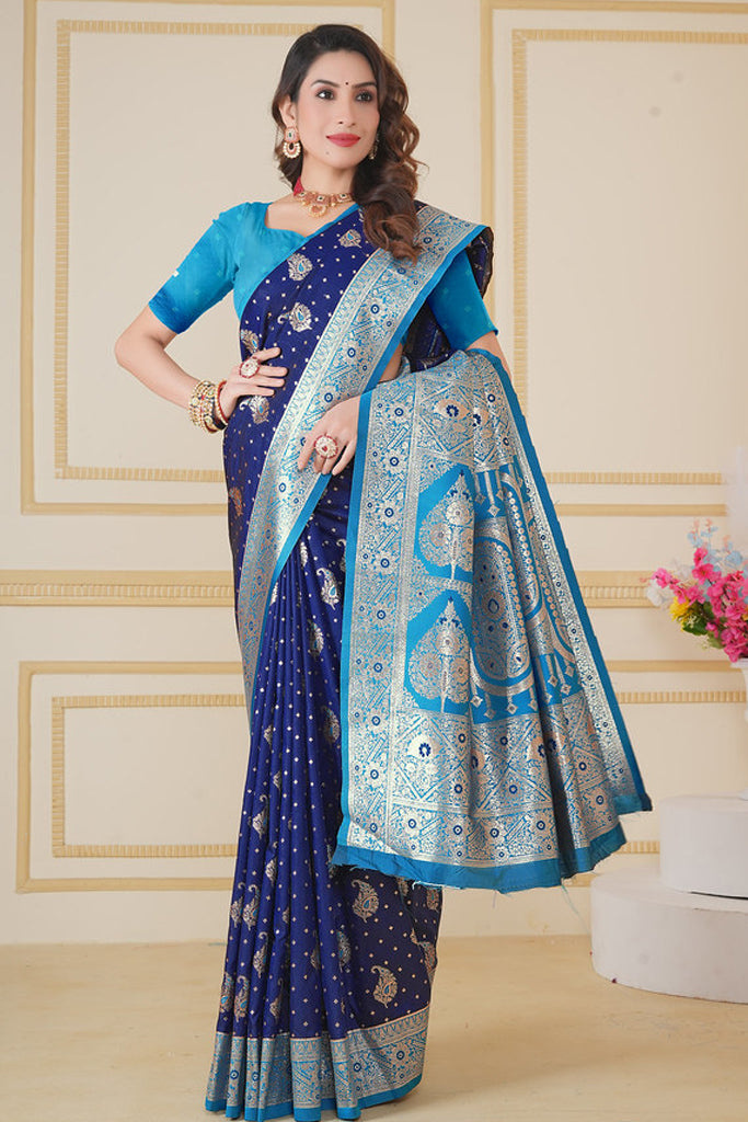 Blue Banarasi Saree for Women – Traditional & Elegant Ethnic Wear