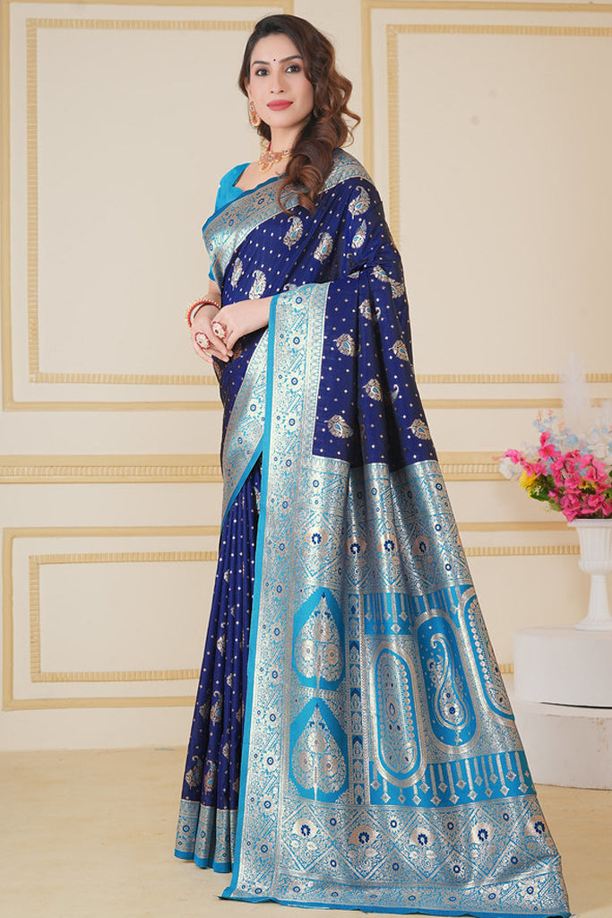 Blue Banarasi Saree for Women – Traditional & Elegant Ethnic Wear