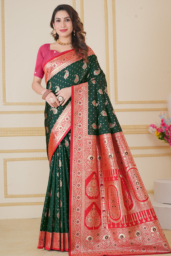 Green Banarasi Saree for Women – Traditional & Elegant Ethnic Wear