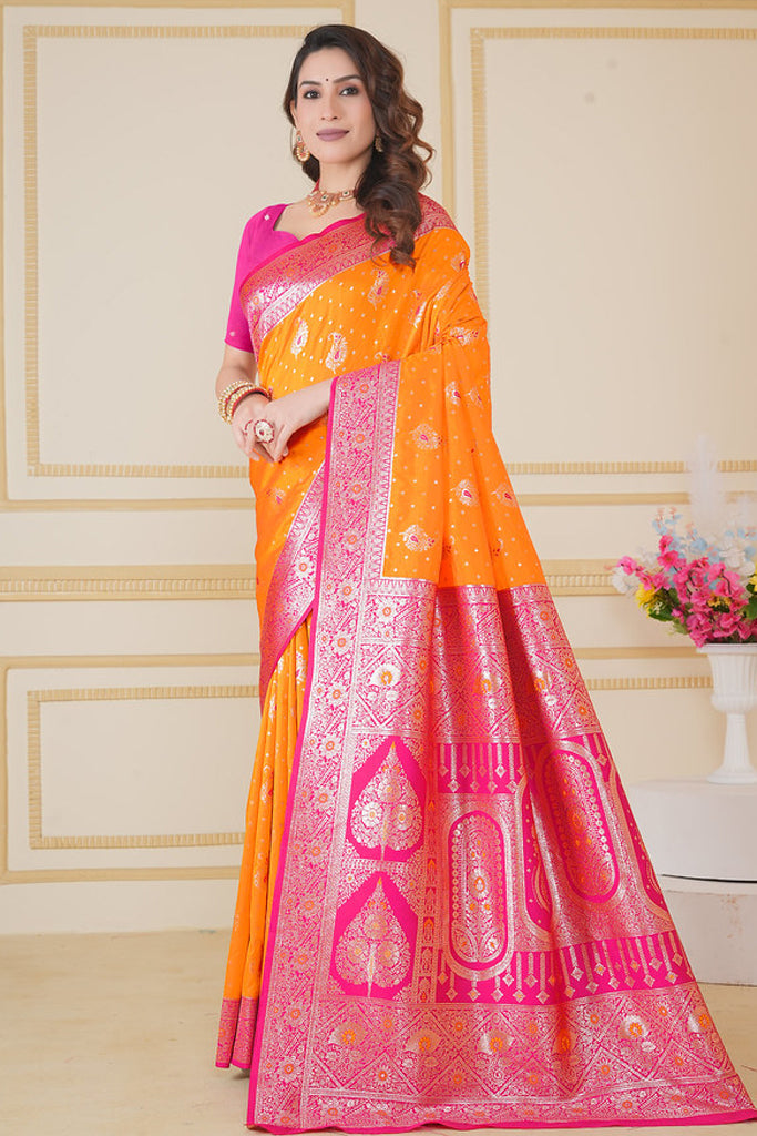 Mustard Banarasi Saree for Women – Traditional & Elegant Ethnic Wear