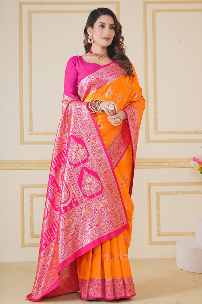 Mustard Banarasi Saree for Women – Traditional & Elegant Ethnic Wear