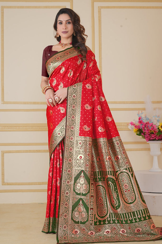 Red Banarasi Saree for Women – Traditional & Elegant Ethnic Wear