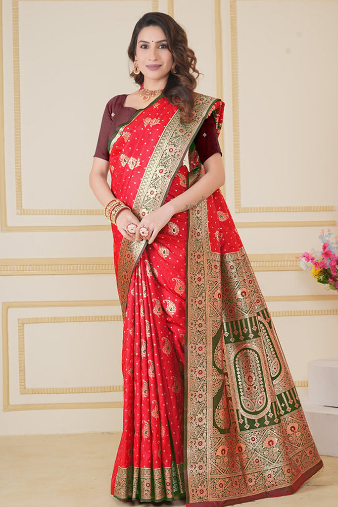 Red Banarasi Saree for Women – Traditional & Elegant Ethnic Wear