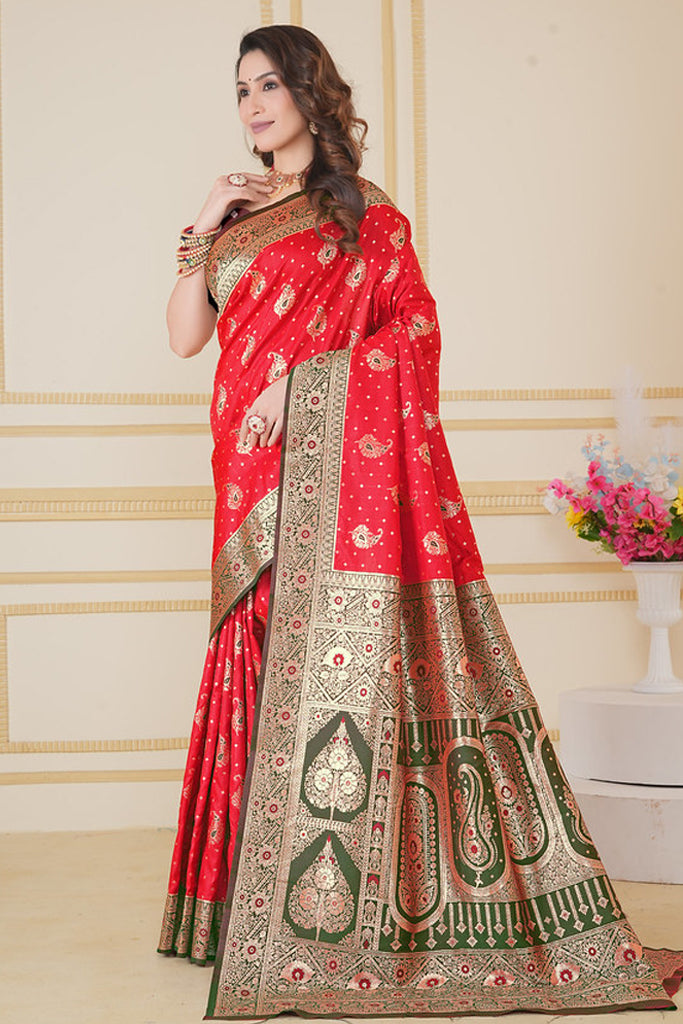 Red Banarasi Saree for Women – Traditional & Elegant Ethnic Wear