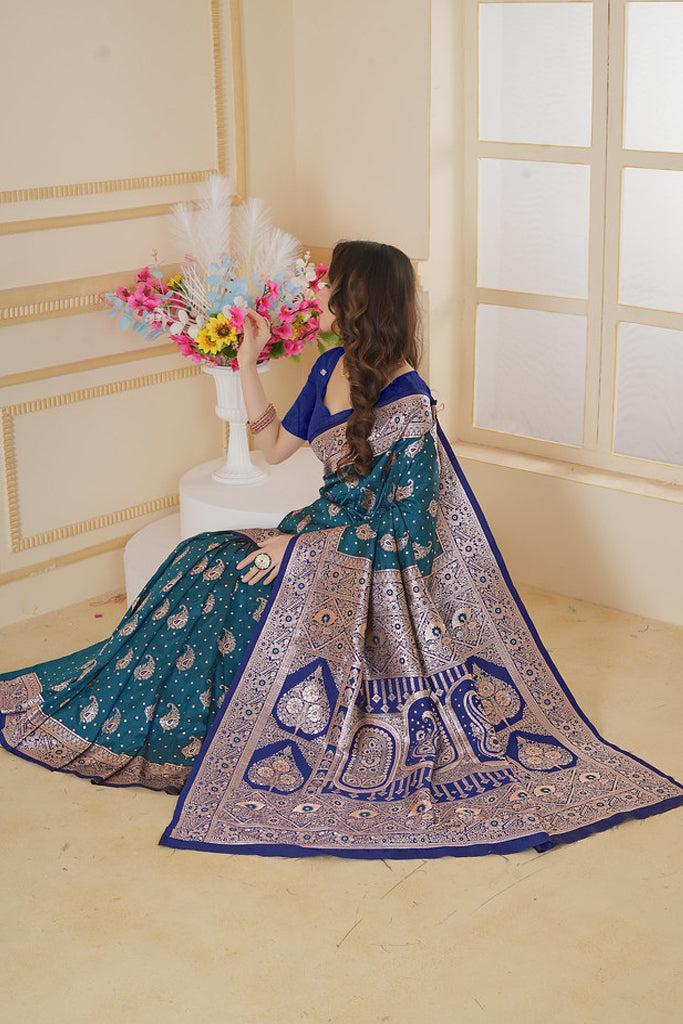 Teal Banarasi Saree for Women – Traditional & Elegant Ethnic Wear