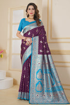Wine Banarasi Saree for Women – Traditional & Elegant Ethnic Wear