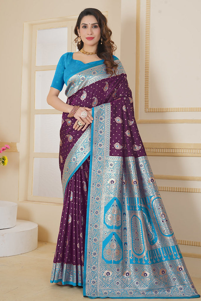 Wine Banarasi Saree for Women – Traditional & Elegant Ethnic Wear