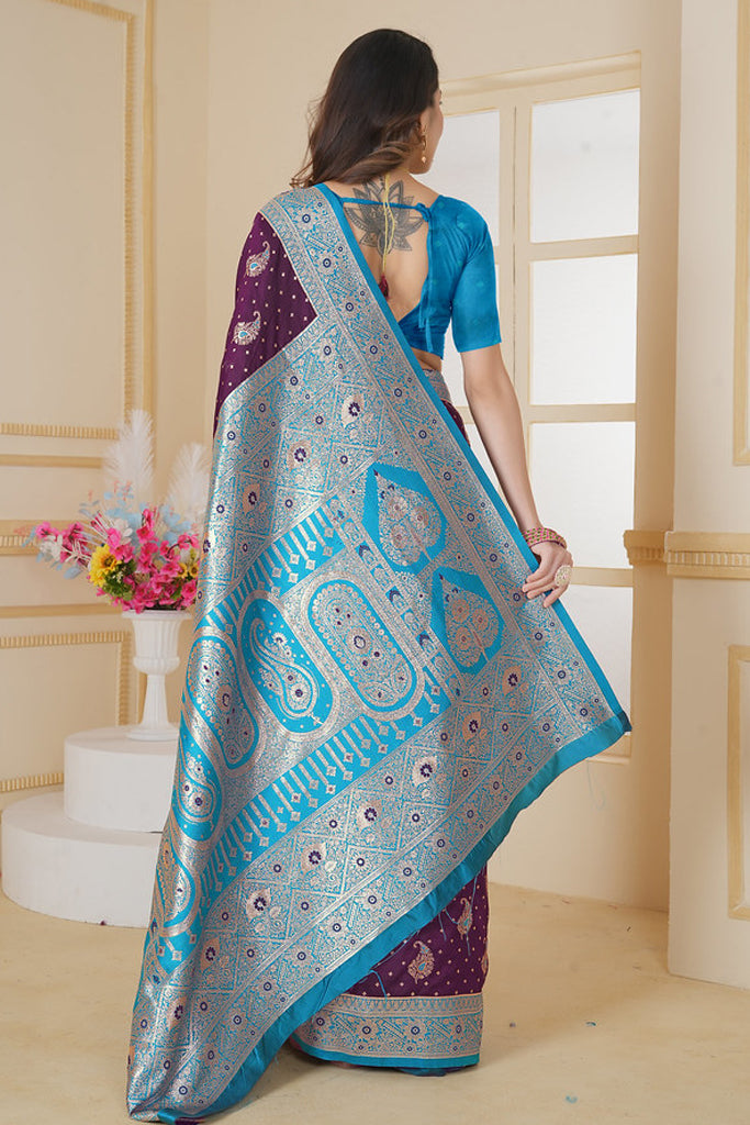 Wine Banarasi Saree for Women – Traditional & Elegant Ethnic Wear