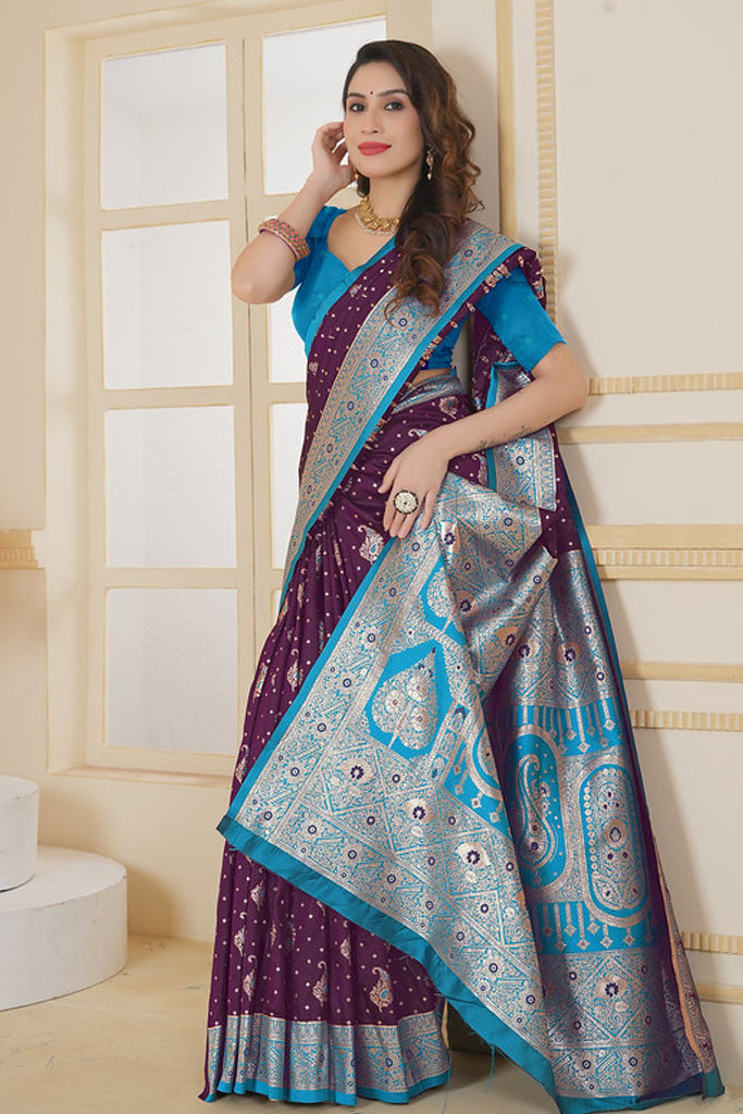 Wine Banarasi Saree for Women – Traditional & Elegant Ethnic Wear
