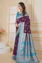 Wine Banarasi Saree for Women – Traditional & Elegant Ethnic Wear