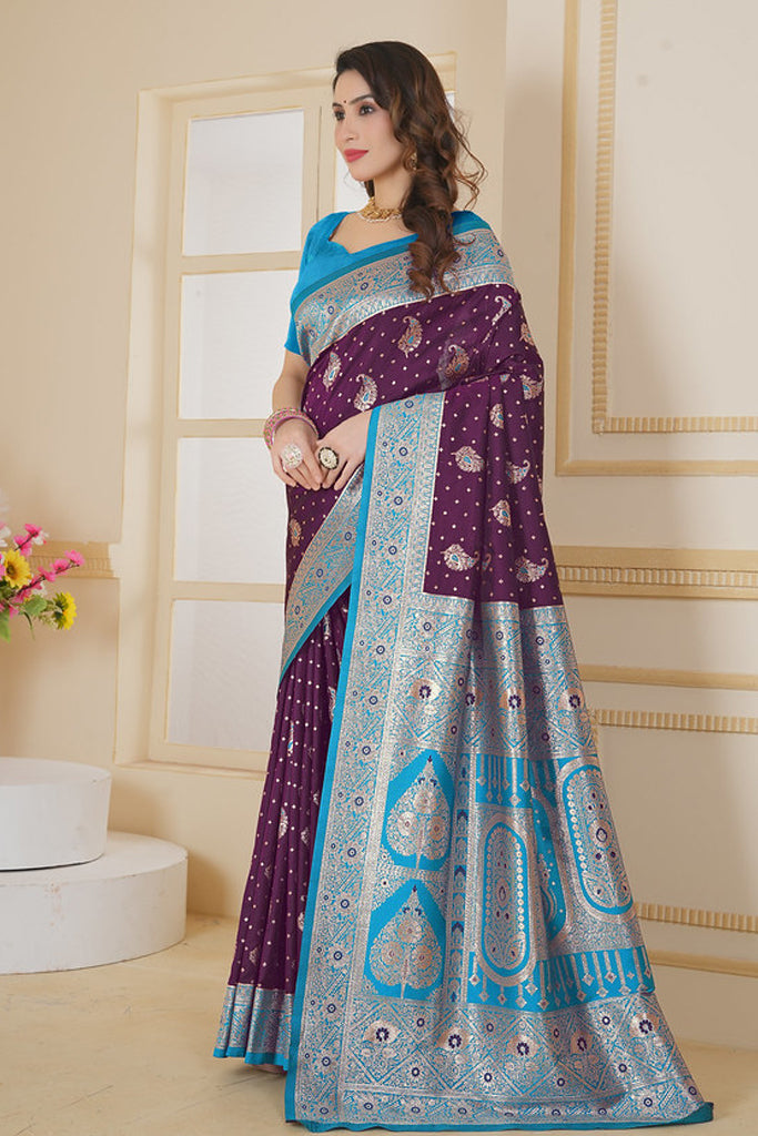 Wine Banarasi Saree for Women – Traditional & Elegant Ethnic Wear