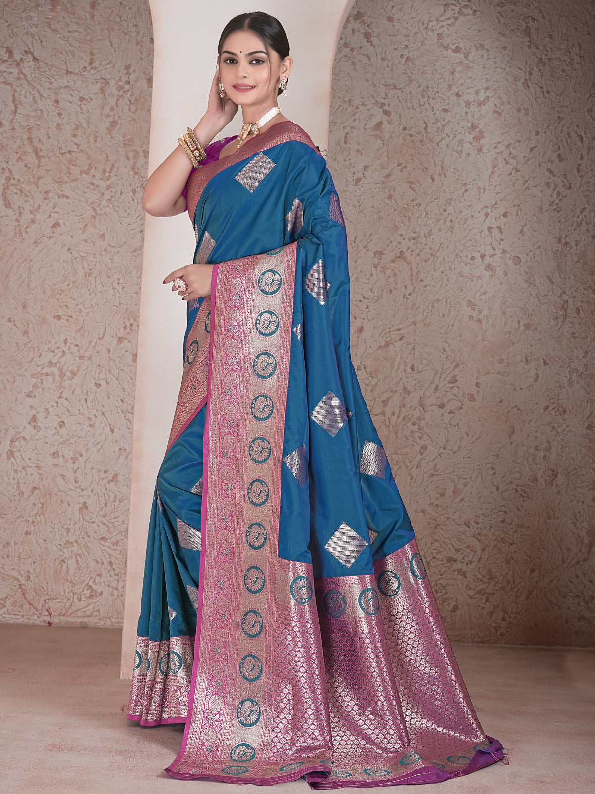 Blue Art Silk Saree for Women – Elegant & Stylish Ethnic Wear