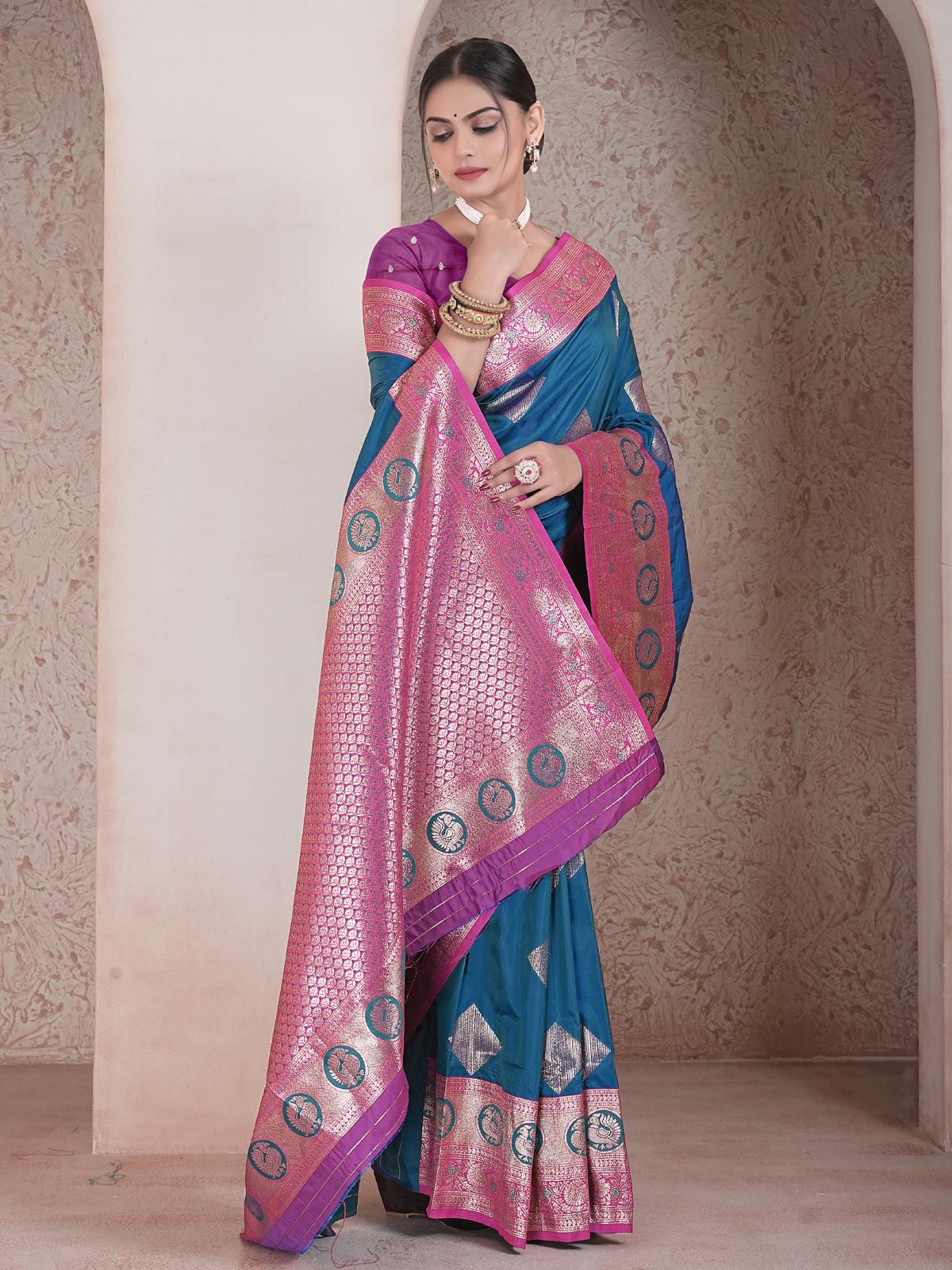 Blue Art Silk Saree for Women – Elegant & Stylish Ethnic Wear