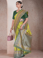 Parrot Green Art Silk Saree for Women – Elegant & Stylish Ethnic Wear