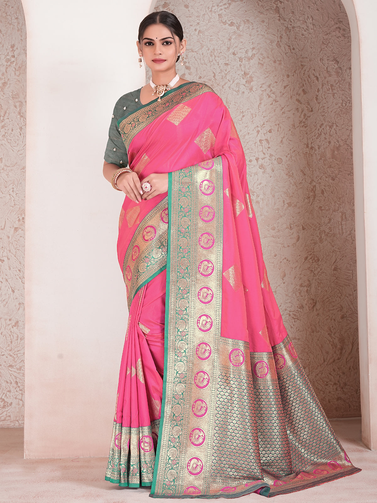 Pink Art Silk Saree for Women – Elegant & Stylish Ethnic Wear