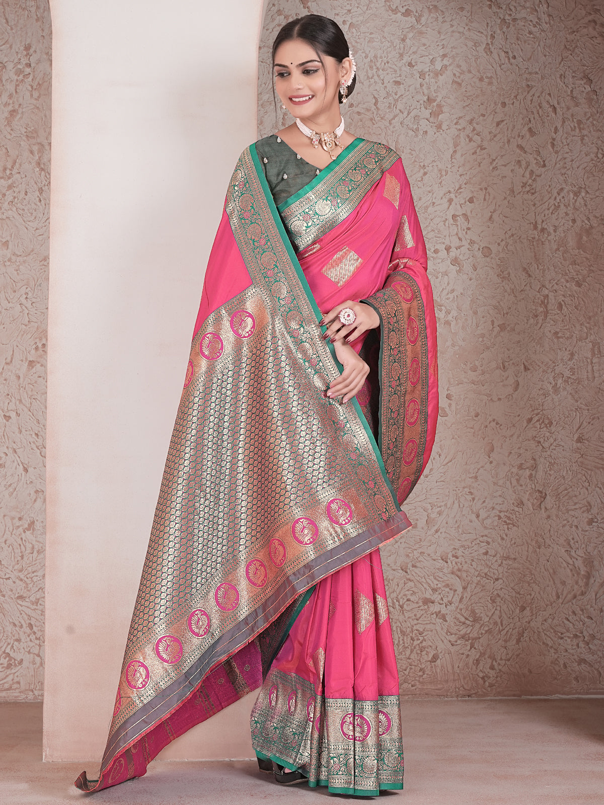 Pink Art Silk Saree for Women – Elegant & Stylish Ethnic Wear