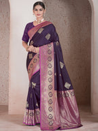 Wine Art Silk Saree for Women – Elegant & Stylish Ethnic Wear