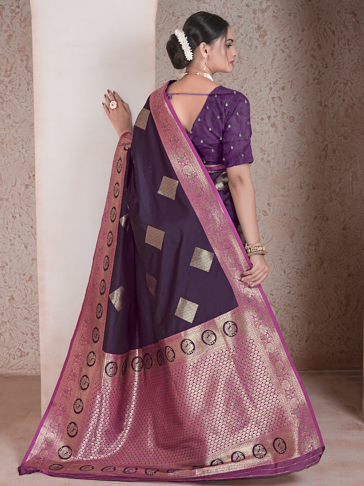 Wine Art Silk Saree for Women – Elegant & Stylish Ethnic Wear
