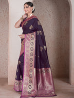 Wine Art Silk Saree for Women – Elegant & Stylish Ethnic Wear