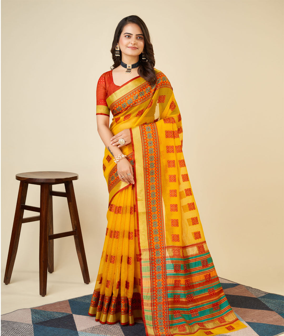 Banarasi Elegance in Breathable Semi Cotton Blue Saree –For All Wedding Celebrations