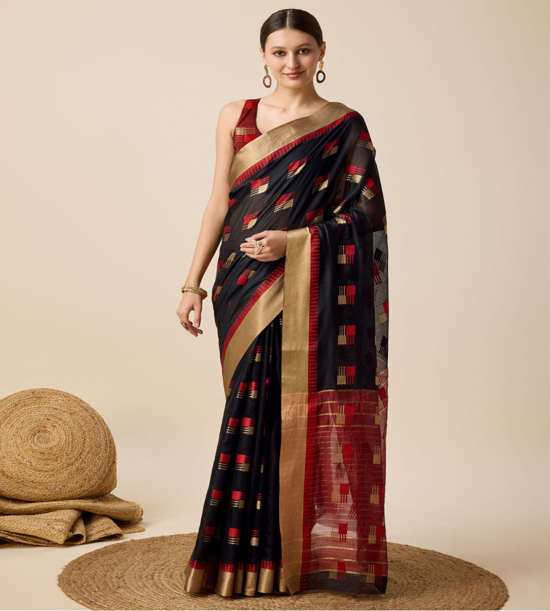 Banarasi Elegance in Breathable Semi Cotton Black Saree –For All Wedding Celebrations