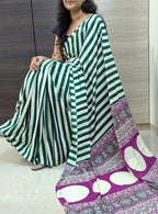 Latest Trendy Digital Printed Green  Cinnon Silk Saree with Blouse for Parties Functions Festival Regural wear Saree for Girls and Ladies