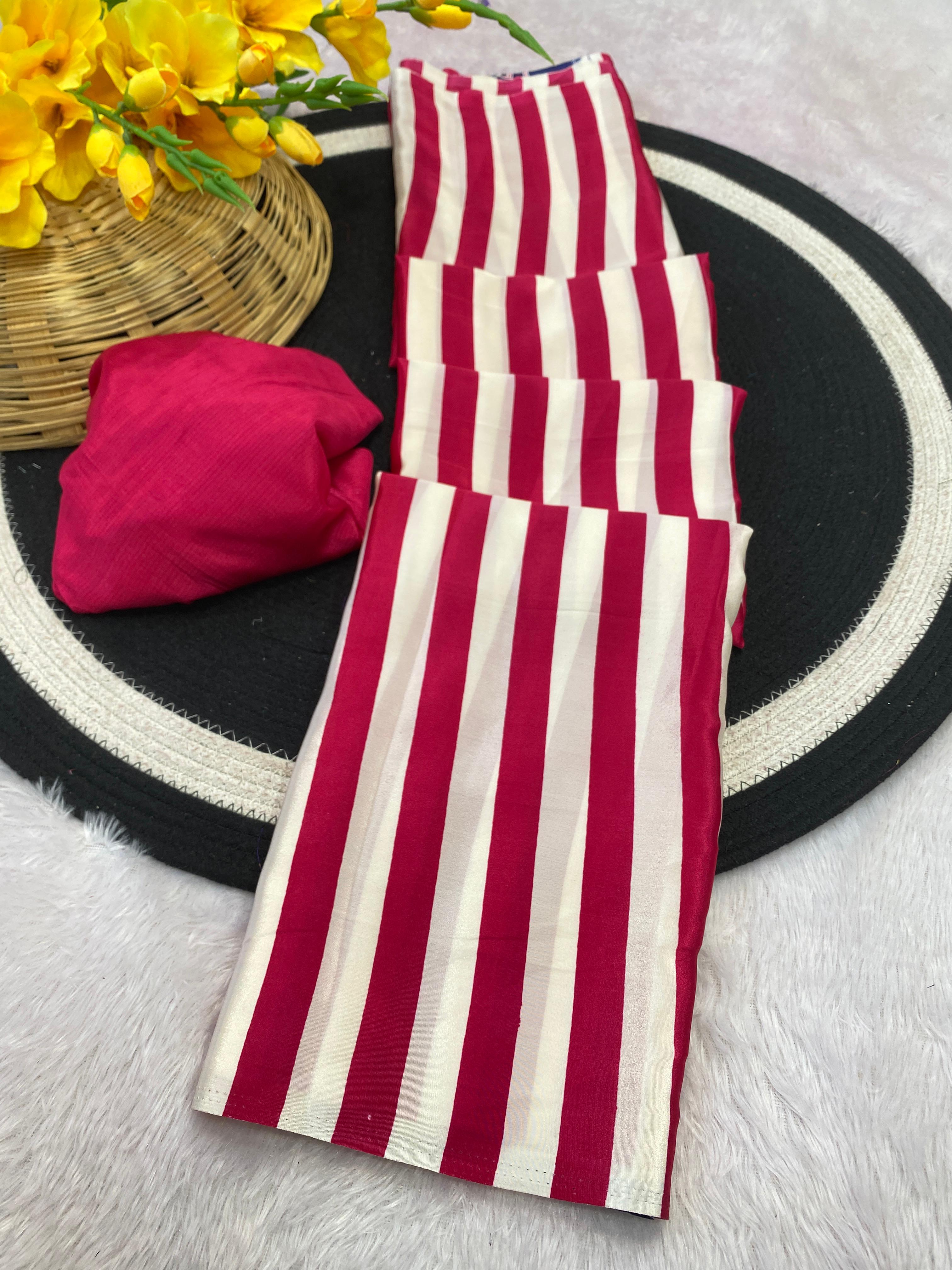 Latest Trendy Digital Printed Pink Cinnon Silk Saree with Blouse for Parties Functions Festival Regural wear Saree for Girls and Ladies