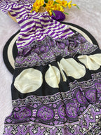 Latest Trendy Digital Printed Purple Cinnon Silk Saree with Blouse for Parties Functions Festival Regural wear Saree for Girls and Ladies