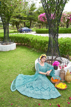 Sky Net Lehenga Choli – Stylish Traditional Outfit for Weddings & Celebrations Semi-Stitched