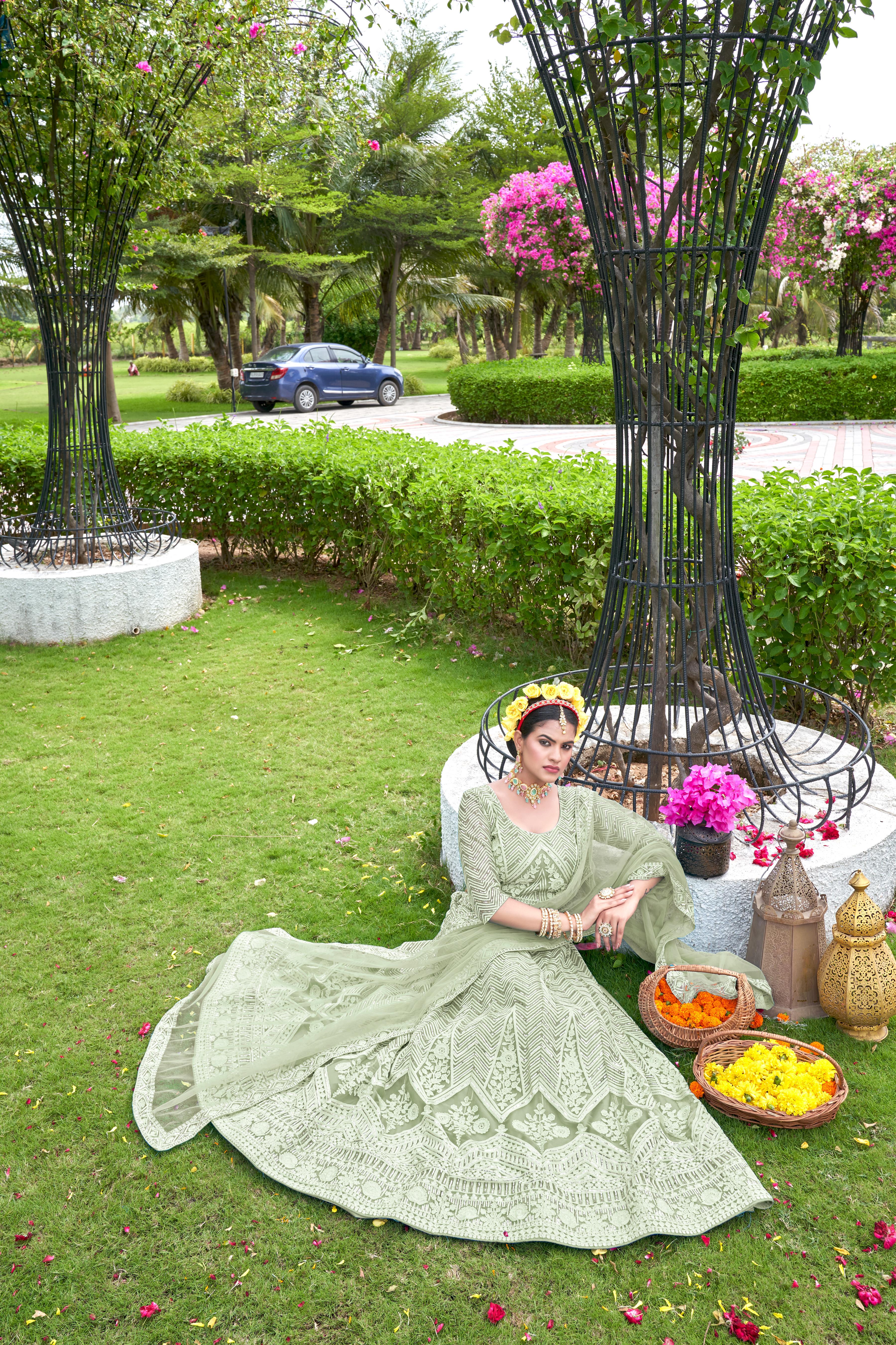 Women’s Pista Lehenga Choli with Dupatta – Graceful Festive & Wedding Wear Semi-Stitched