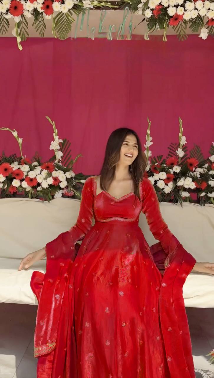 Premium Elegance Anarkali Fendy silk Thread with Sequnce Work