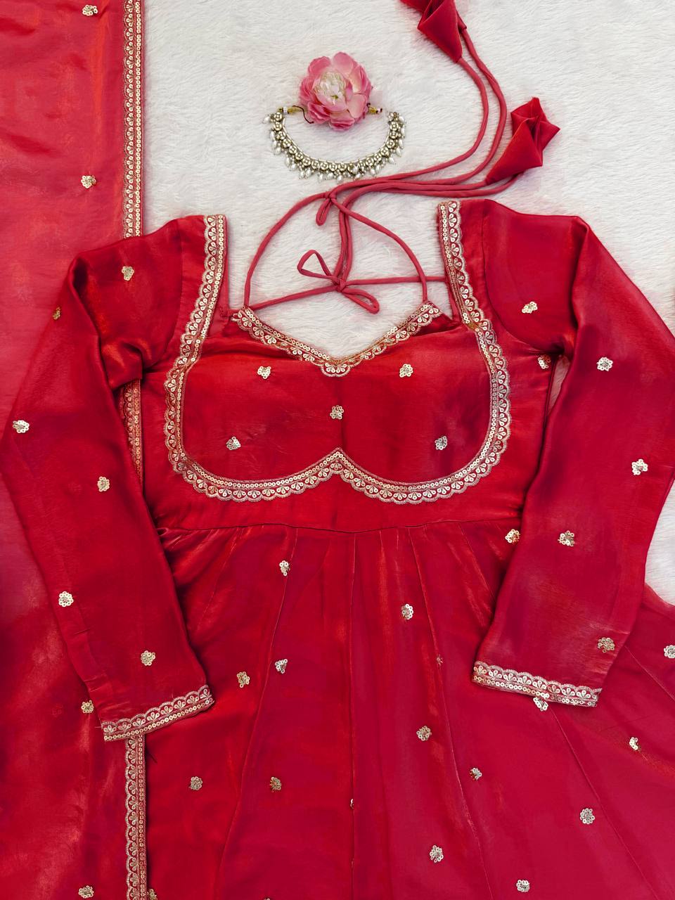 Premium Elegance Anarkali Fendy silk Thread with Sequnce Work