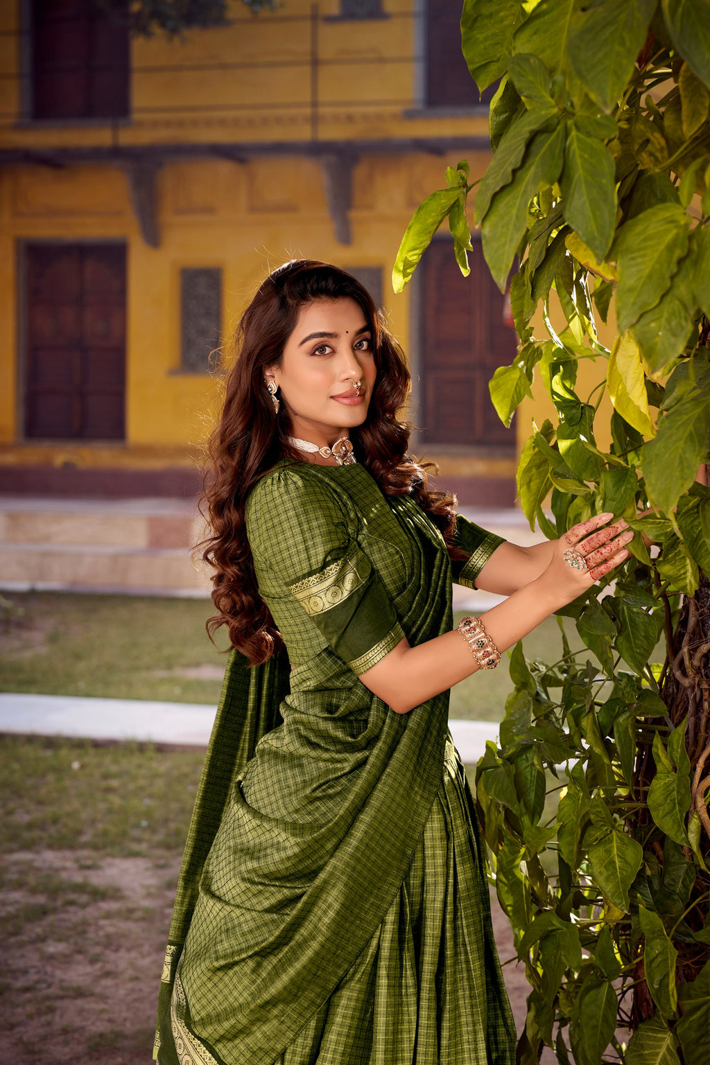 Premium Chettinad Cotton Lehenga Choli Set | Zari Weaving Border | Traditional Check Pattern | Full-Flare Festive & Wedding Wear